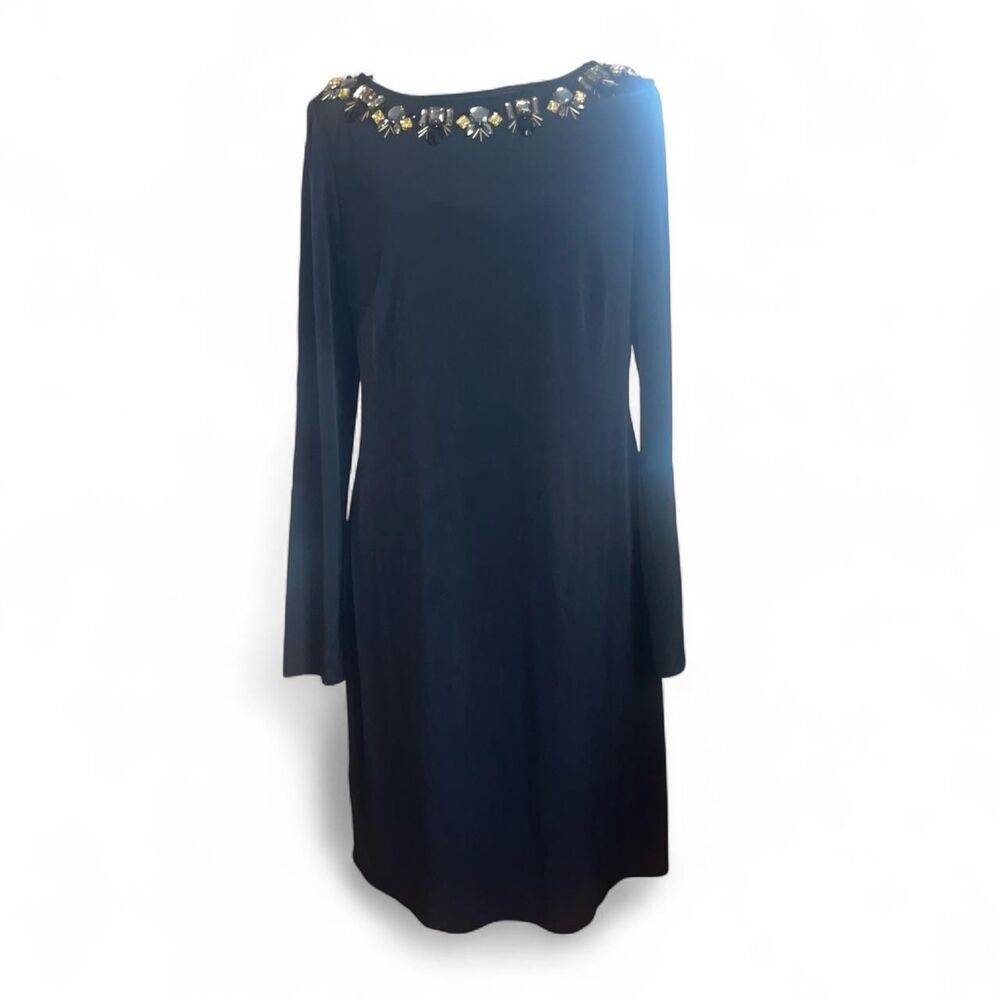 Vince Camuto Women’s Black Jeweled Long Sleeve Dress SZ 10 NWT
